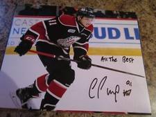 COLE PERFETTI AUTOGRAPHED 8X10 MATTE PHOTO SAGINAW SPIRIT INSCRIBED (B)