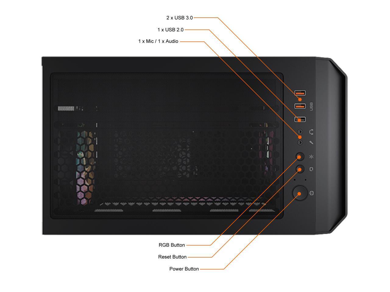 Чехол для игрового компьютера COUGAR MX430 Air RGB Black ATX Mid Tower