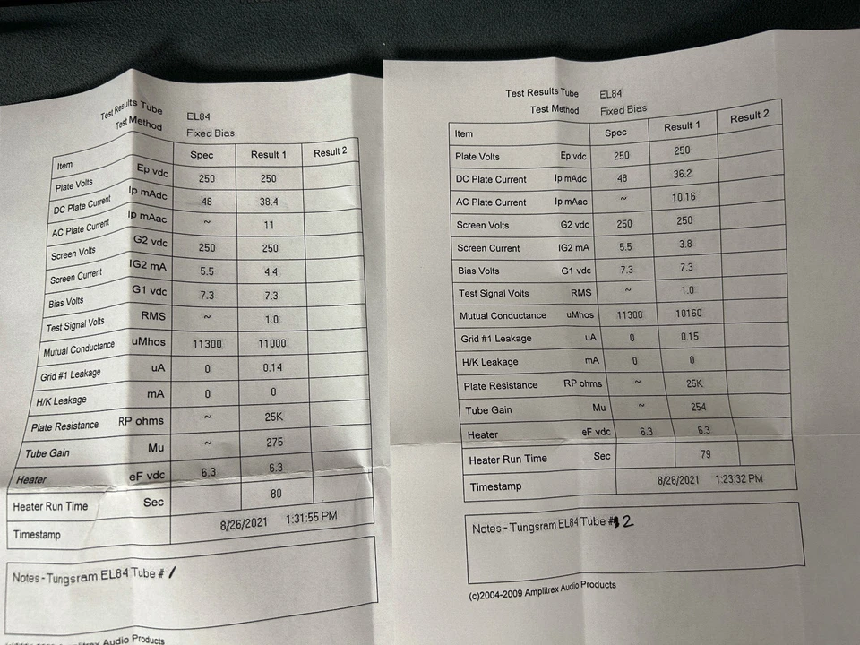 2 tubos Tungsram EL84 - NUEVO EN CAJA emparejado - Amplitrex / MaxiMatcher probado Foto 4 de 4