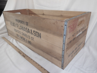 Vintage Baltimore Maryland 1960 Wooden Shipping Crate Advertising