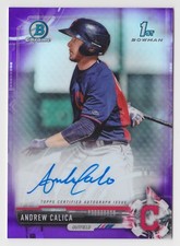 ANDREW CALICA 2017 Bowman Chrome PURPLE REFRACTOR AUTO Autograph Indians 004/250