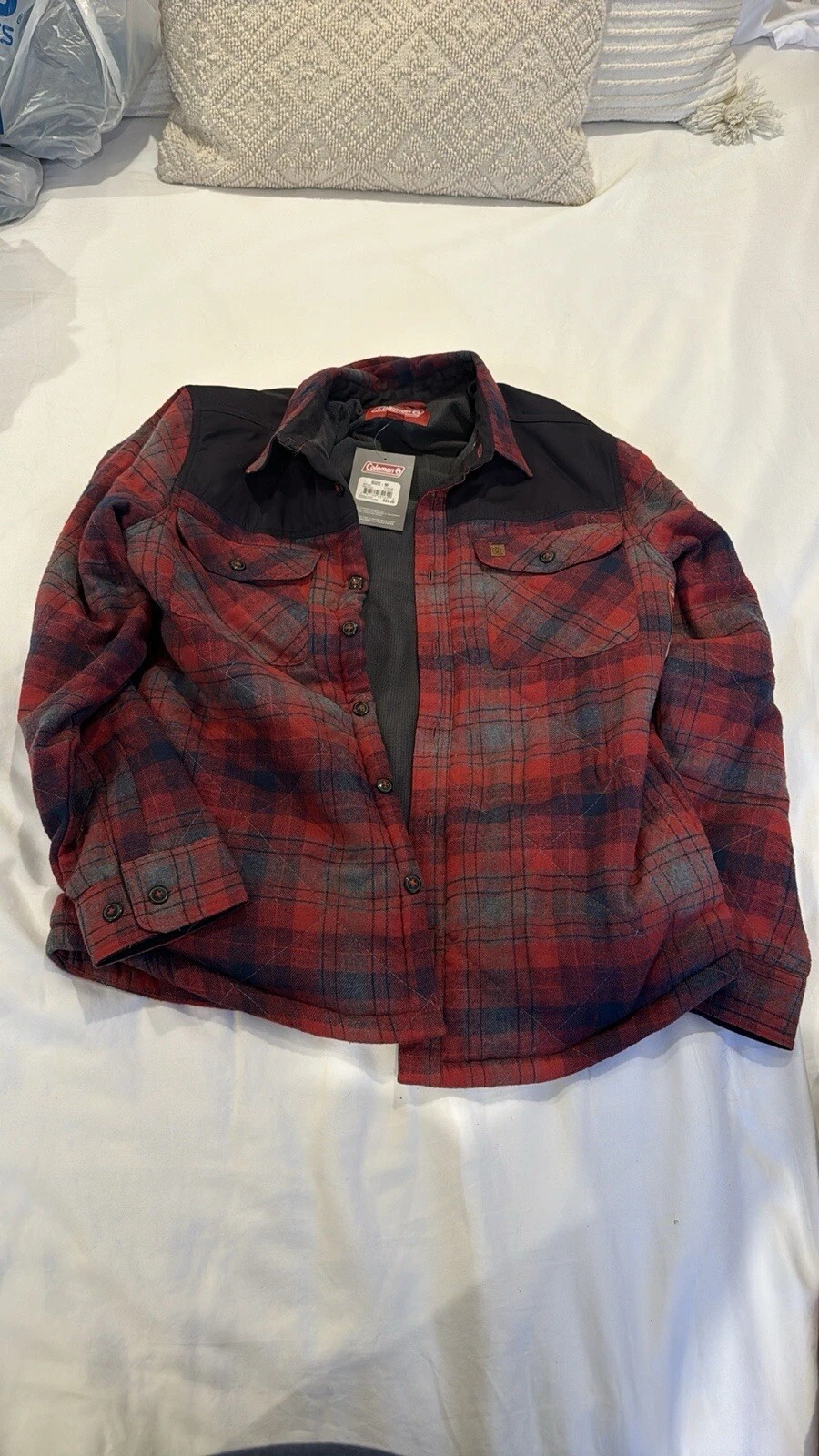 NWT!Coleman Diamond Quilted Flannel Shirt Jacket Mens Plaid Flannel Outdoor M