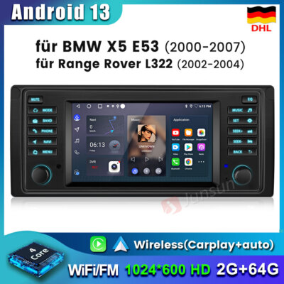 64GB Carplay 7 Android 14 Autoradio GPS NAVI DAB+ Für BMW 5er E39 X5 E53 7er E38