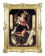 STAMPA BANNER TELATO DIPINTO MADONNA ROSARIO DI POMPEI CORNICE BAROCCA CM 86X67