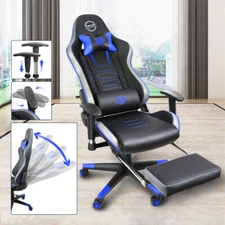 NRG INNOVATIONS BLUE VINYL RECLINABLE OFFICE COMPUTER GAMING CHAIR RSC-G100BL