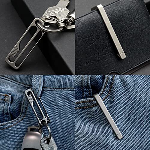 Titanium Key Holder Heavy Duty Quick Release Keychain Clip with Key Light Grey - Picture 3 of 7