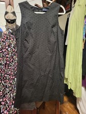 GAP Black Summer Sheath Embroidered Dress L Tall