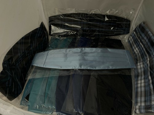 < NUOVO > Qualsiasi da 11 tonalità di BLU da uomo in poliestere Cummerbund + fazzoletto abbinato - Foto 2 di 62