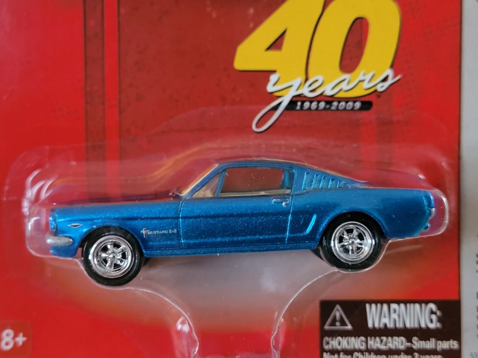 JOHNNY LIGHTNING  "40 YEARS" Candy Blue 1965 FORD MUSTANG Carded 1/64 - Image 4 of 4