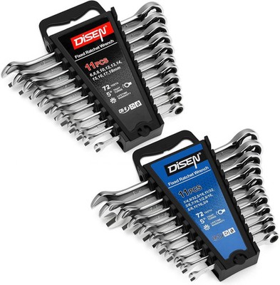DISEN 22 PCS Ratcheting Wrenches Set, Combination Wrenches Set SAE & Metric Stan