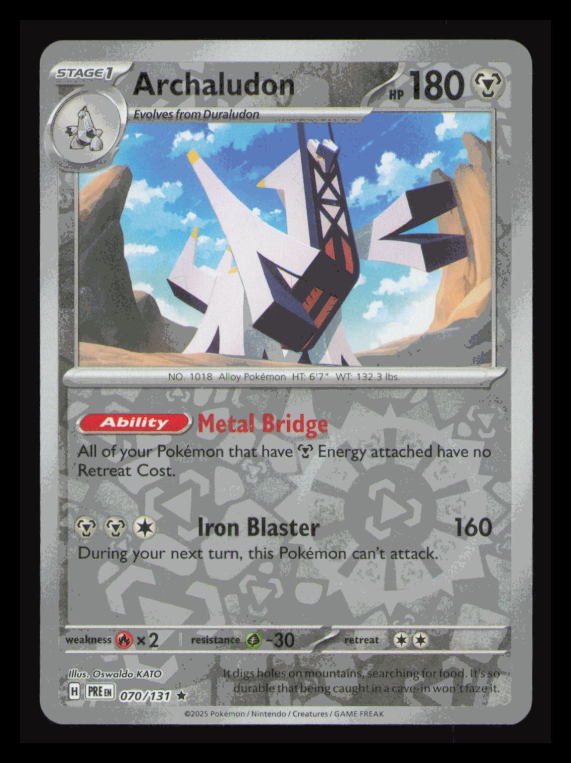 Pokémon Prismatic Evolutions Archaludon 070/131 Reverse Holo NM