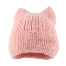 yolrdiw Cute Cat Ear Beanie Knitted Fuzzy Hat Y2k Accessories One Size, Pink