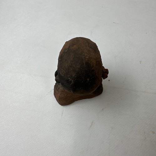Ton Büste Kopf Vintage detailliert winzig 3" kleine Skulptur unsigniert - Bild 7 von 8