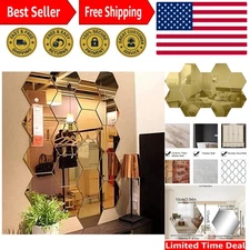 12PCS Removable Hexagonal Mirror Wall Stickers - Stylish Home & Office Decor