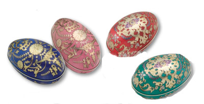 Deko Ei Osterdosen 4 Dosen im Set blau rosa grün rot 110 x 67 x 65 mm