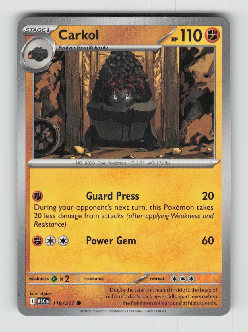 Pokemon Carkol 119/217 D9-6 LP