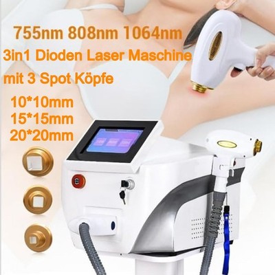 Diode Laser Haarentfernung Maschine Gesicht Körper 3 Spot Köpfe 755/808/1064nm