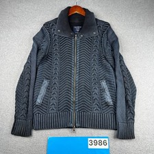 Guess Cable Knit Sweater Full Zip Pockets Casual Blue Wash
