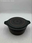 Vintage Pyrex Terra Black Brown Scroll Pattern Round Casserole Dish With Lid
