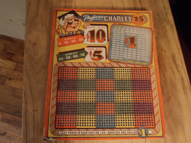 Gamble Vintage Professor Charley  Punch Board Gambling Unused Old Stock Rare