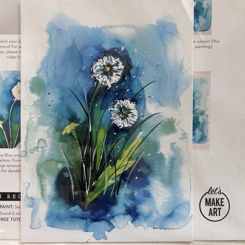 Let’s Make Art WaterColor Two Tutorial Kits By Sarah Cray Bicycle & Dandelions - Picture 8 of 10