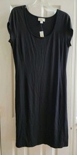 Talbots Dress Size Petite M PM Black Knit Cap Sleeve Scoop Neck NWT