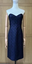 Gina Fratini Blue Lace Strapless Cocktail Dress UK 6 Made in England Vintage