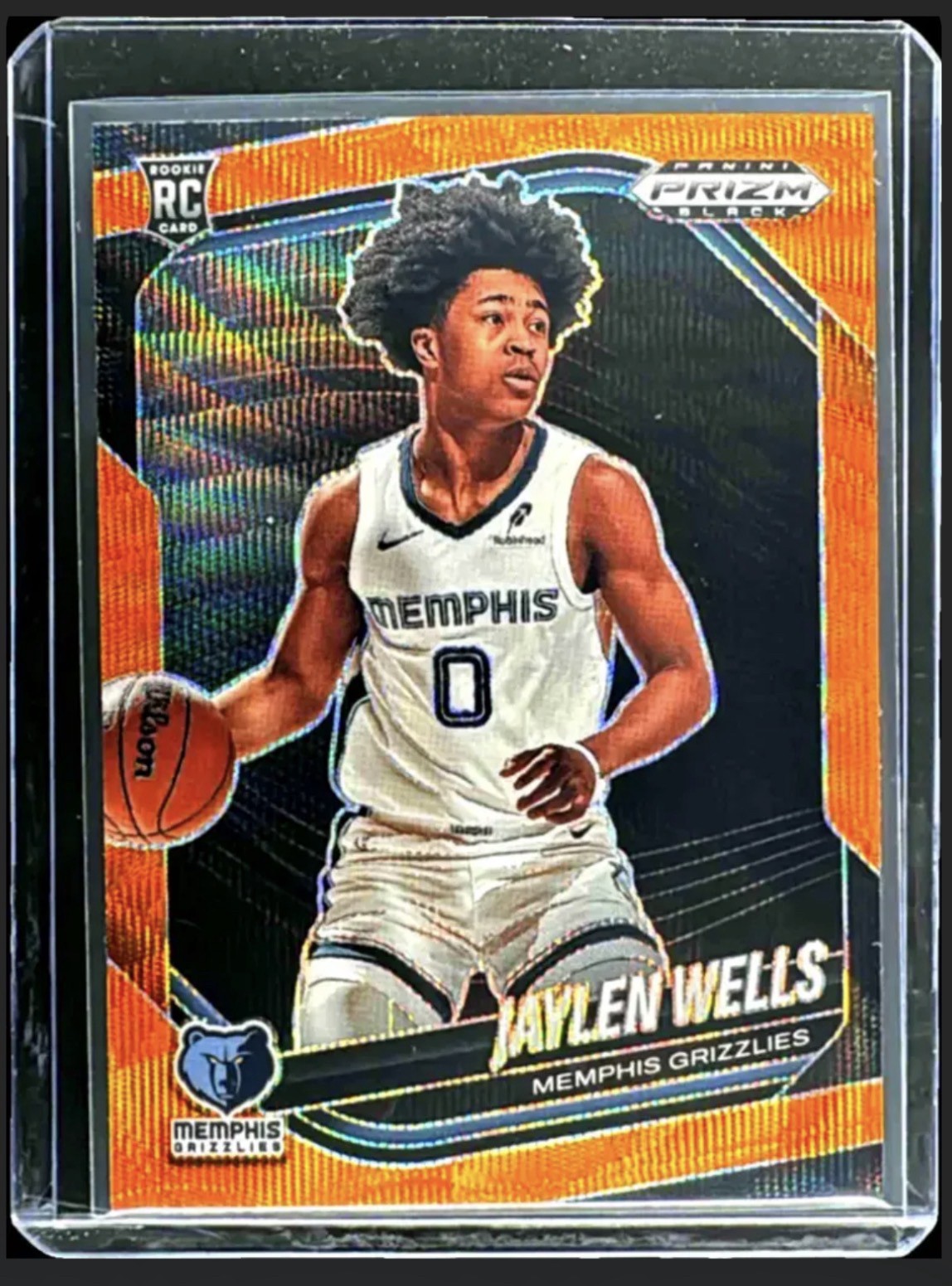 2024-25 Panini Prizm Black - Jaylen Wells Rookie #34 Orange Wave Prizm /60 RC