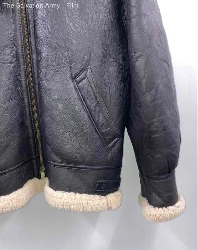 USAF Mens Black Leather Long Sleeve Pockets Full-Zip Bomber Jacket Size L - Image 4 of 4