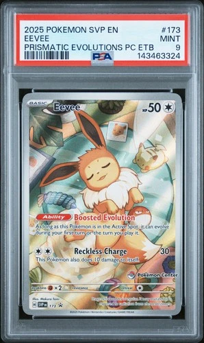 2025 POKEMON PRISMATIC EVOLUTIONS POKEMON CENTER ETB PROMO SVP #173 EEVEE PSA 9