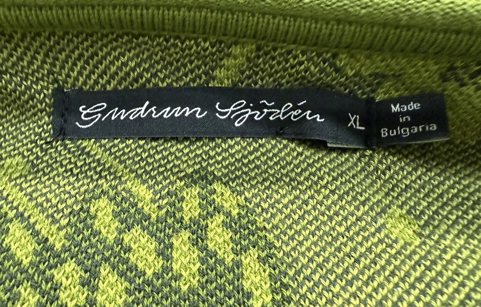 Gudrun Sjoden Green Floral Cardigan Women Sz XL Button Front Organic Cotton - Image 3 of 4