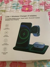 Foldable Wireless Charger Portable 3 in1 Wireless Charger Station Dock Pad White