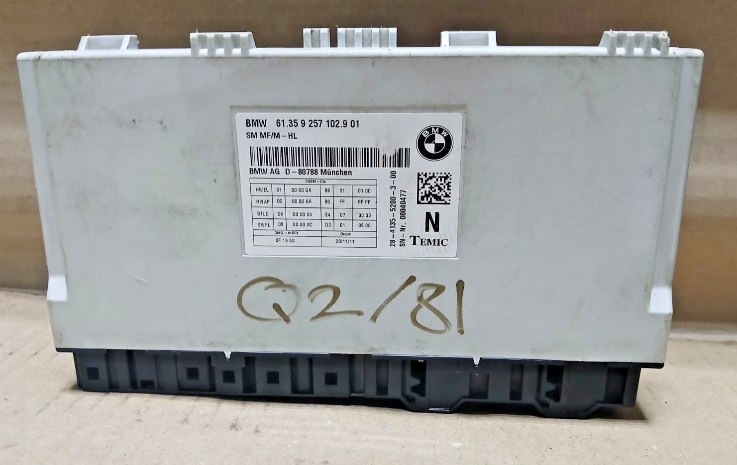 2011-2016 bmw 528 535i 550i f10 front left right seat control module 9257102 oem