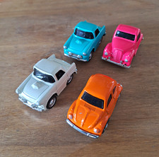 Tin Diecast Model Cars Lot of 4 pull back motors VW Beetle Style & Classic cars