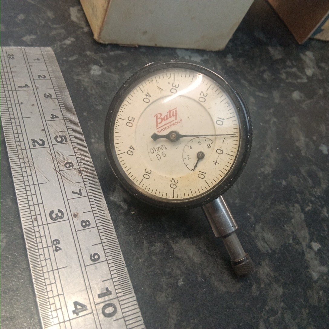 BATY D6 DIAL TEST INDICATOR DTI PLUNGER 0-10mm 0.01 mm  GOOD CONDITION WITH BOX