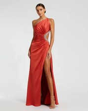Mac Duggal Red Jewel-Embellished Side Cut-Out A-Line Gown 