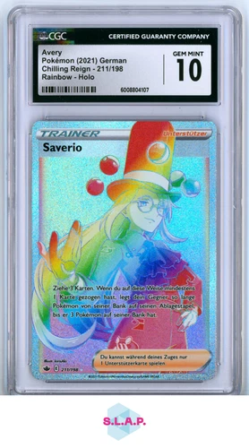 AVERY CHILLING REIGN RAINBOW RARE HOLO 211/198 POKEMON CGC 10
