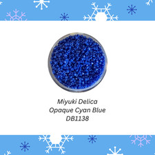 Miyuki 11/0 Delica Seed Beads DB1138 Opaque Cyan Blue 5 Grams