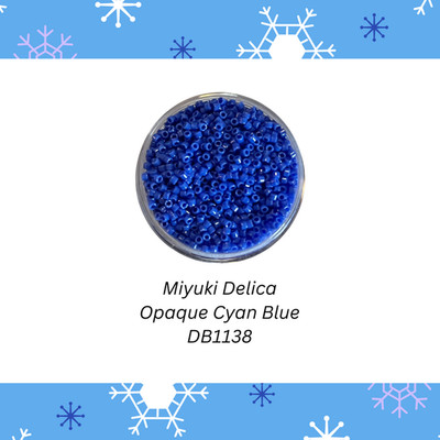 Miyuki 11/0 Delica Seed Beads DB1138 Opaque Cyan Blue 5 Grams