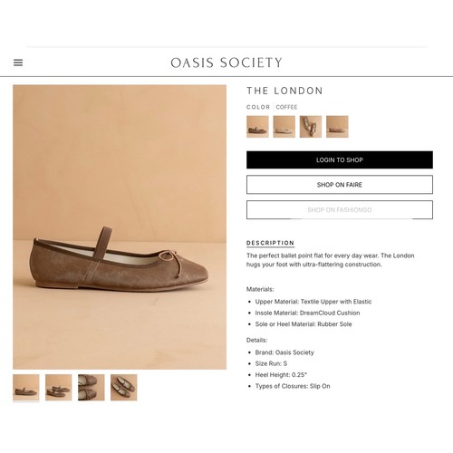 Oasis Society London Wren Brown Velvet Mary Jane Ballet Flats Coffee Womens 8 - Picture 3 of 13