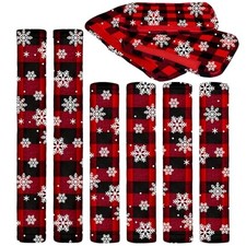 6 Pieces Christmas Refrigerator Cover Cabinet Door Black and Red Snowflake