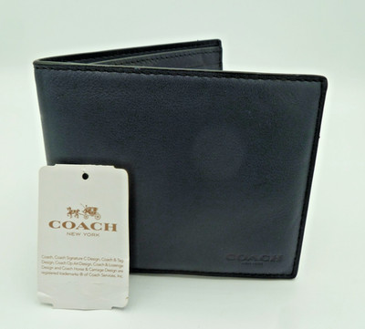 Coach BillFold Leder Geldbörse & Kartenetui Leder Blau Neu Original