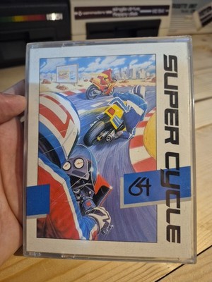 C64 : SUPER CYCLE ORIGINAL GAME X COMMODORE 64 TAPE EPYX 