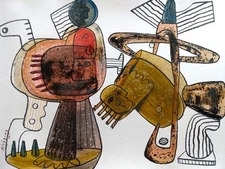 MICHEL BLAZQUEZ. ORIGINAL Abstract PAINTING HANDMADE on heavy paper. Cuban art