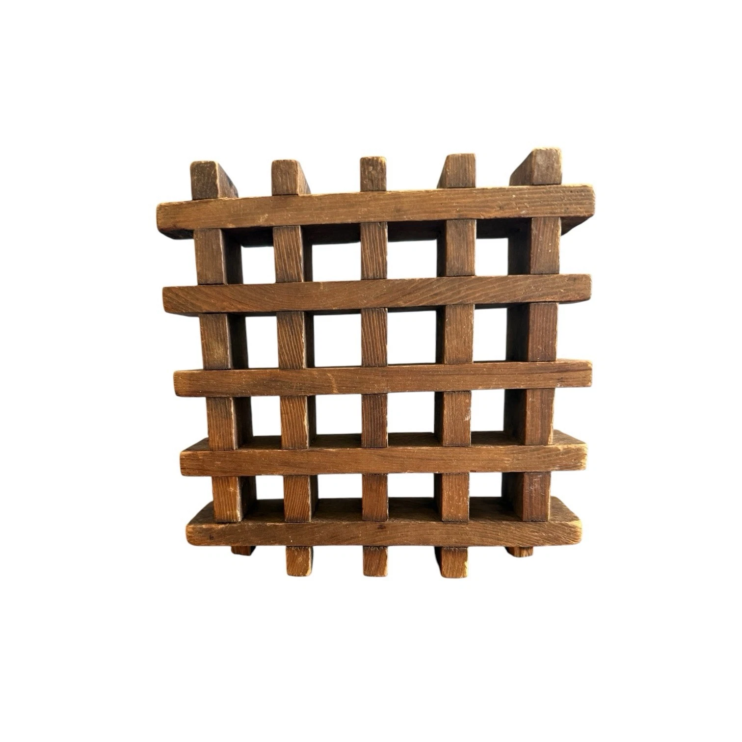 MCM Vintage Teak Wood Trivet Lattice Waffle Square Danish 6"x 6" Handmade Modern - product detail image 8