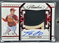 2024 Panini Flawless Tommy Troy Prospect 3 Color Patch On Card Auto 1/20 Arizona