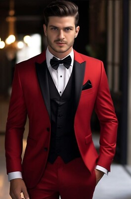 Men Suits, Red 3 piece suits, Wedding Dress, Grooms Wear Suits, Luxury Prom Suit | eBay Men Suits, Red 3 piece suits, Wedding Dress, Grooms Wear Suits, Luxury Prom Suit | eBay