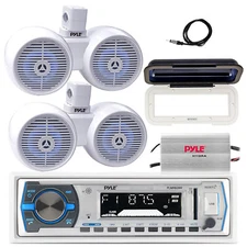 Pyle Bluetooth Radio, 2x 6.5" Bluetooth LED Dual Speakers, Amp, Cover, Antenna