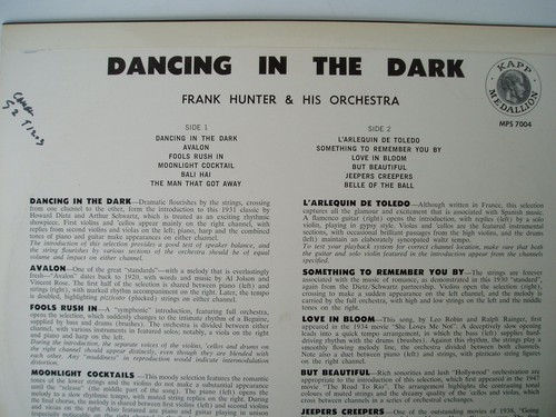 FRANK HUNTER & ORCH. - Dancing In The Dark vol. 2 - LP - Picture 2 of 2