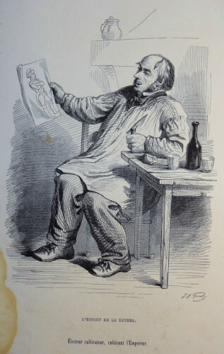 Caricature Humour GRANDVILLE Jérome Paturot REYBAUD Eleveur cultivateur 1846 - Zdjęcie 1 z 1